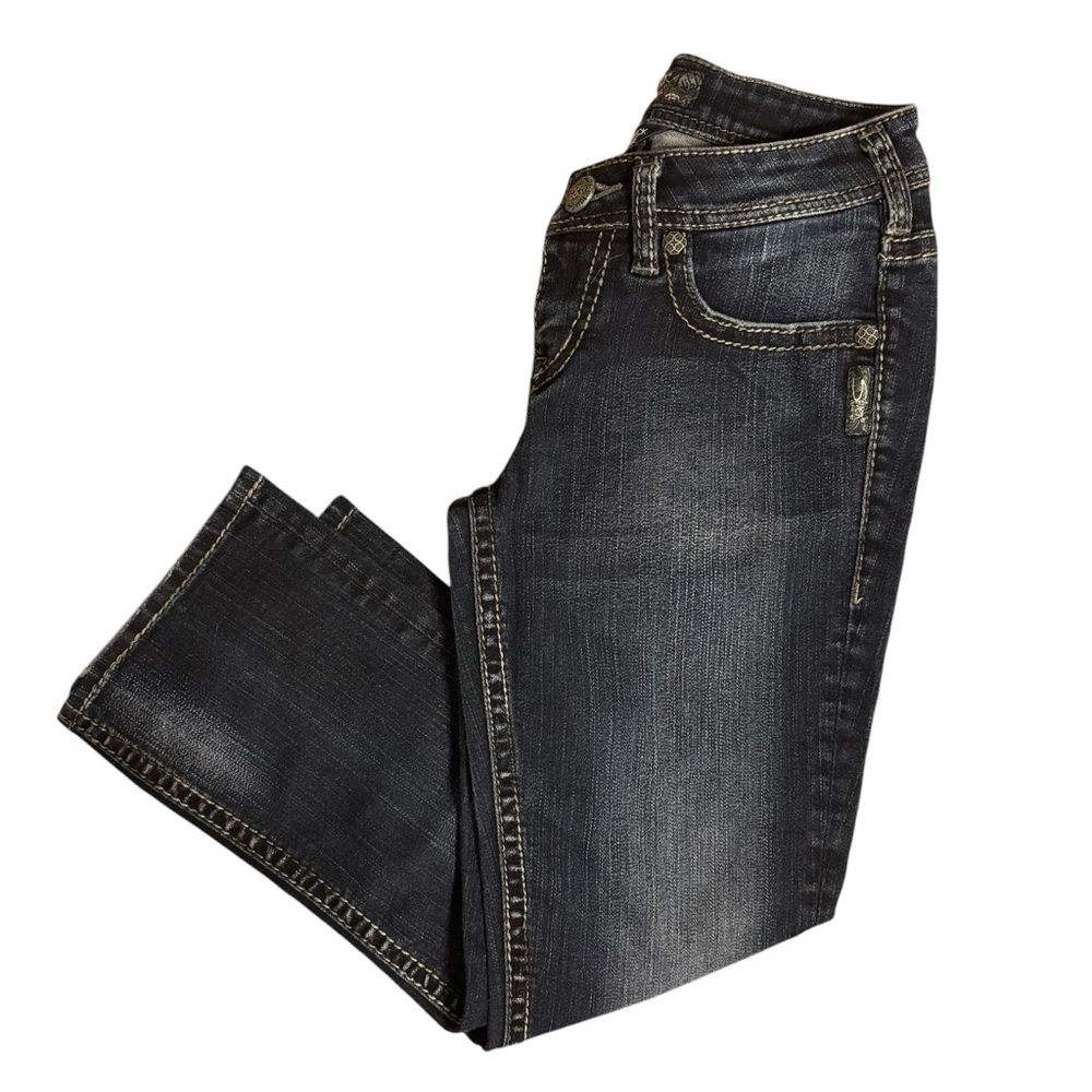 Silver Aiko Kick Flare Capri Jean